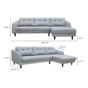 Moe's Home Corey Sectional in Dark Grey (34' x 106' x 35') - MT-1002-25-R