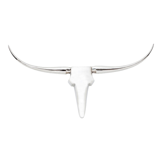 Moe's Home Longhorn Wall Sculpture in Silver (24" x 46" x 3") - NM-1003-30