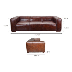 Moe's Home Bolton Sofa in Cappuccino Brown (27.5' x 101' x 44.5') - PK-1008-20