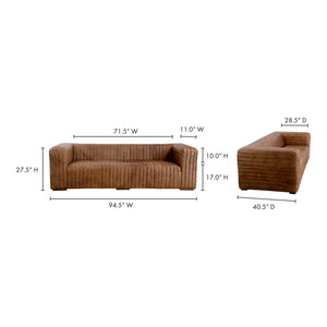 Moe's Home Castle Sofa in Cappuccino Brown (27.5' x 94.5' x 40.5') - PK-1009-14