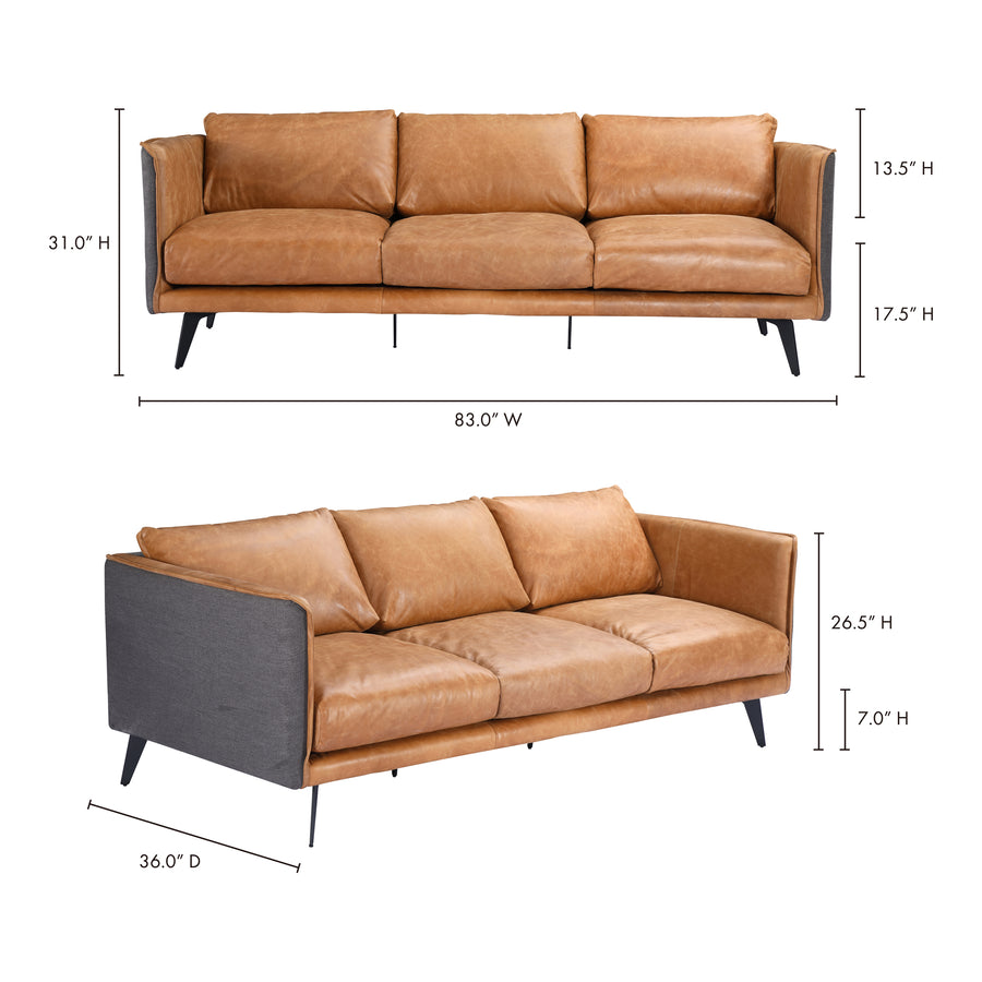 Moe's Home Messina Sofa in Cigar Tan (31' x 83' x 36') - PK-1097-23