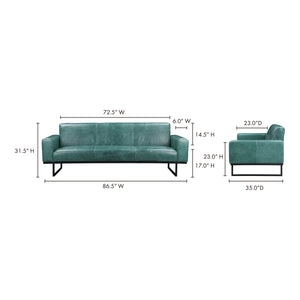 Moe's Home Brock Sofa in Teal (31.5' x 86.5' x 35') - QN-1016-36