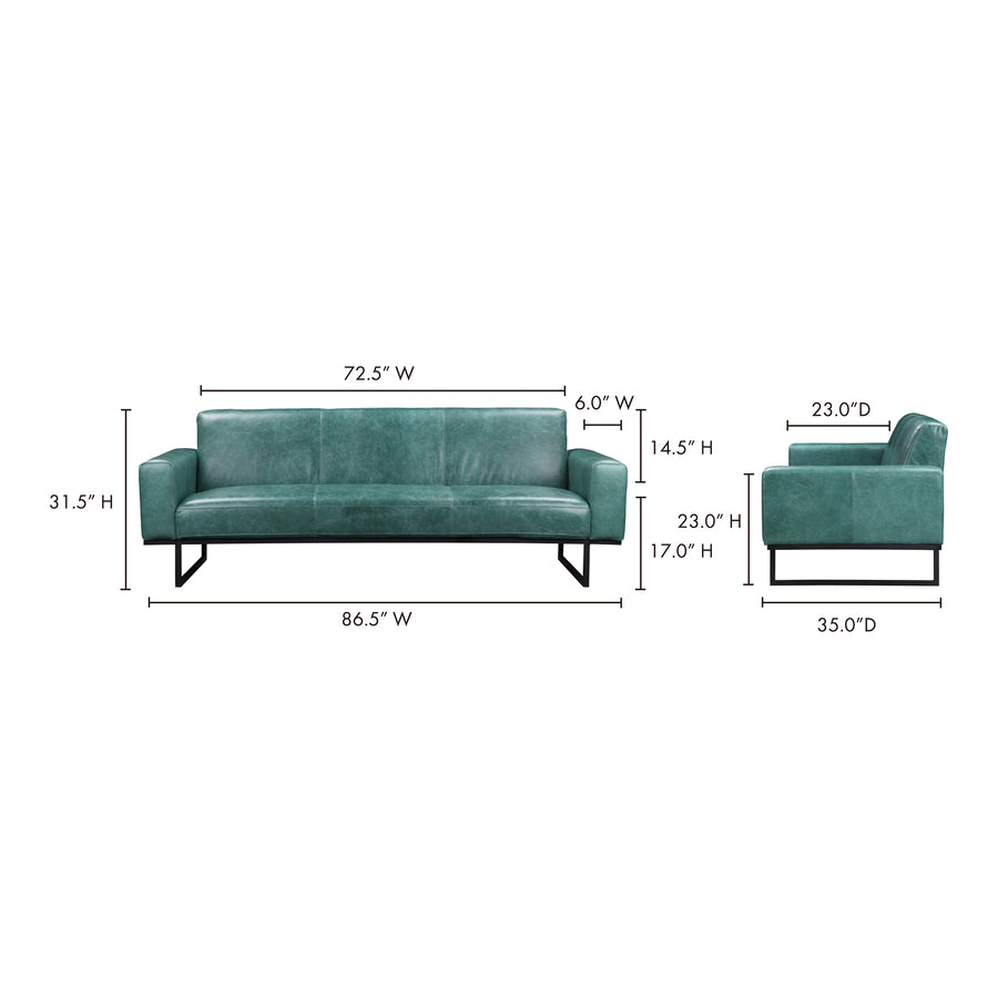 Moe's Home Brock Sofa in Teal (31.5' x 86.5' x 35') - QN-1016-36
