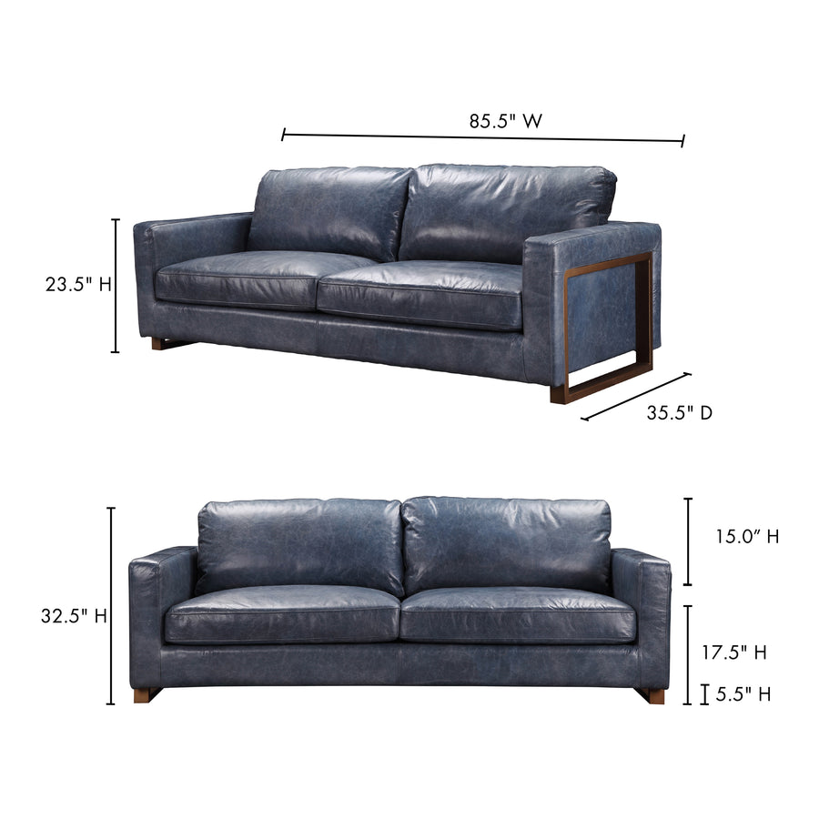 Moe's Home Nikoly Sofa in Blue (32.5' x 85.5' x 35.5') - QN-1017-46