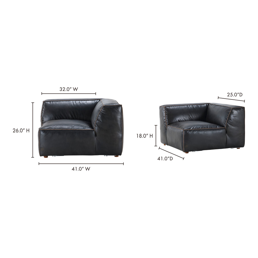 Moe's Home Luxe Sectional in Antique Black (26' x 41' x 41') - QN-1021-01