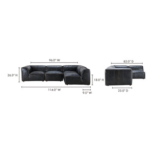 Moe's Home Luxe Sectional in Antique Black (26' x 114' x 82') - QN-1022-01