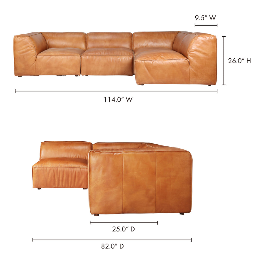 Moe's Home Luxe Sectional in Tan (26' x 114' x 82') - QN-1022-40
