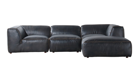 Moe's Home Luxe Sectional in Antique Black (26" x 114" x 71") - QN-1023-01