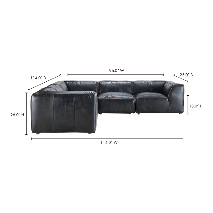Moe's Home Luxe Sectional in Antique Black (26' x 114' x 114') - QN-1025-01