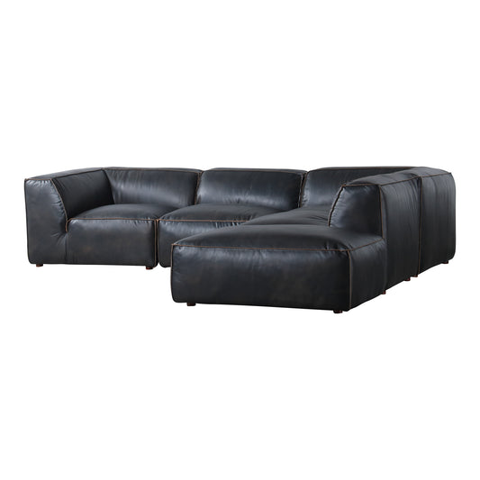 Moe's Home Luxe Sectional in Antique Black (26" x 114" x 103") - QN-1026-01