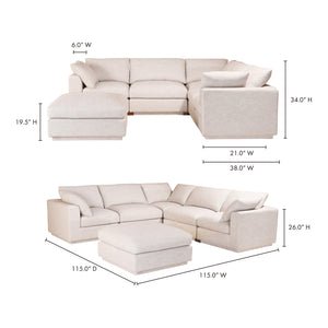 Moe's Home Justin Sectional in Taupe (34' x 115' x 115') - RN-1098-39