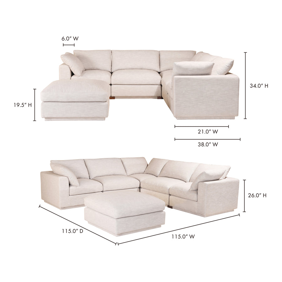 Moe's Home Justin Sectional in Taupe (34' x 115' x 115') - RN-1098-39