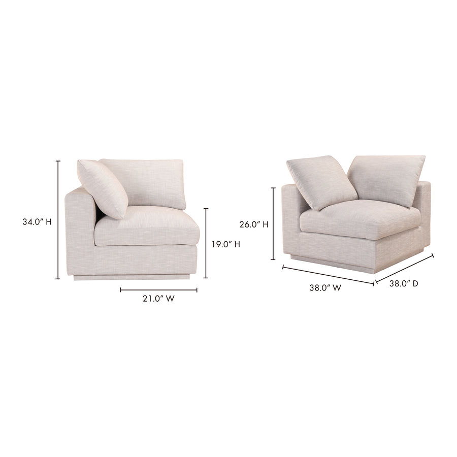 Moe's Home Justin Sectional in Taupe (34' x 38' x 38') - RN-1102-39