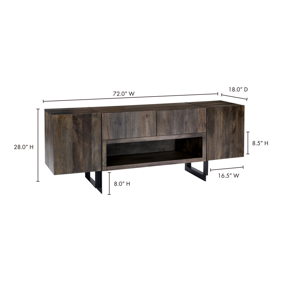 Moe's Home Tiburon Media Console in Dark Brown (28' x 72' x 18') - SR-1022-24