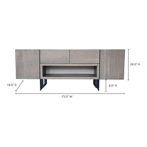 Moe's Home Tiburon Media Console in Grey (28' x 72' x 18') - SR-1022-29