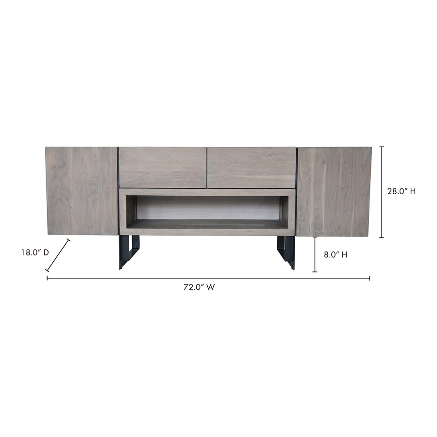 Moe's Home Tiburon Media Console in Grey (28' x 72' x 18') - SR-1022-29