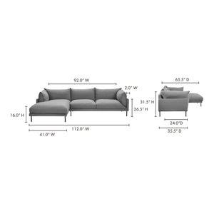 Moe's Home Jamara Sectional in Charcoal (31.5' x 112' x 65.75') - UB-1016-07-L