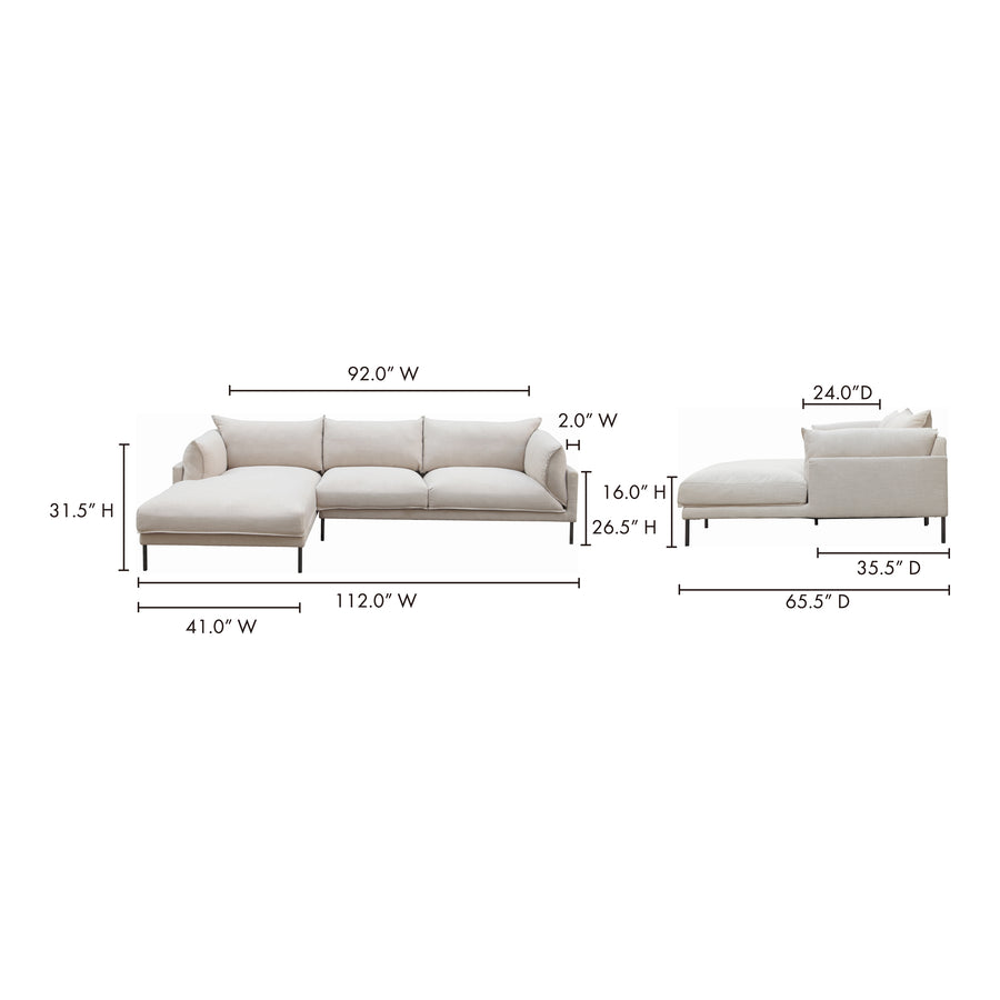 Moe's Home Jamara Sectional in Sandy Beige (31.5' x 112' x 65.75') - UB-1016-29-L