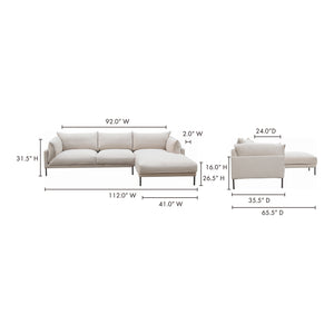 Moe's Home Jamara Sectional in Sandy Beige (31.5' x 112' x 65.75') - UB-1016-29-R