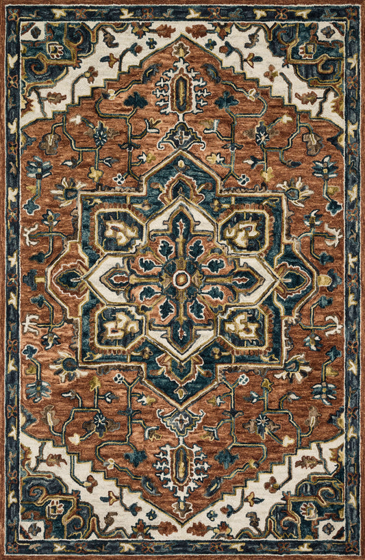 Victoria Rug in Rust & Ivory