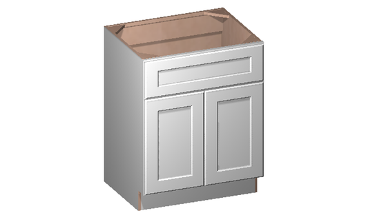 Shaker White Double Door One False Drawer Single Vanity Cabinet (27" x 34.5" x 21")