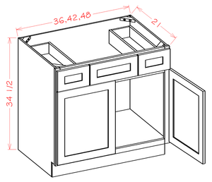 Wilora Classic Mocha Sink Vanity Cabinet - 2 Doors 2 Drawers 1 False Drawer (36' x 34.5' x 21')