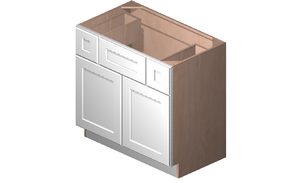 Shaker White Double Door Two Drawer Single Vanity Cabinet (36' x 34.5' x 21')