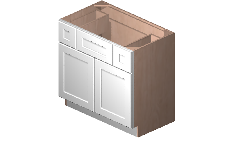 Shaker White Double Door Two Drawer Single Vanity Cabinet (36' x 34.5' x 21')