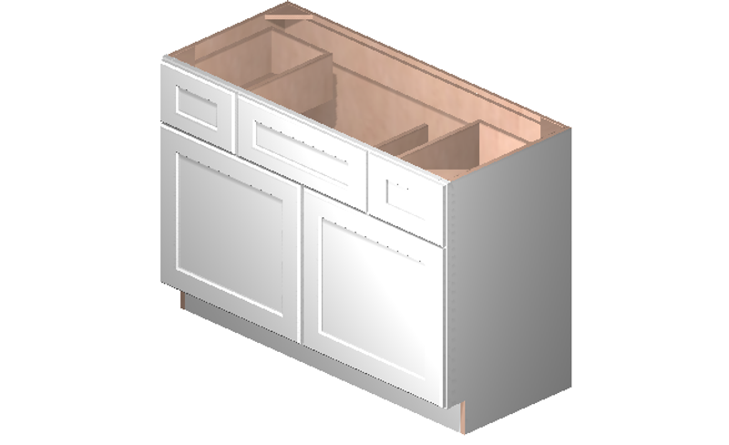 Shaker White Double Door Two Drawer Single Vanity Cabinet (48' x 34.5' x 21')
