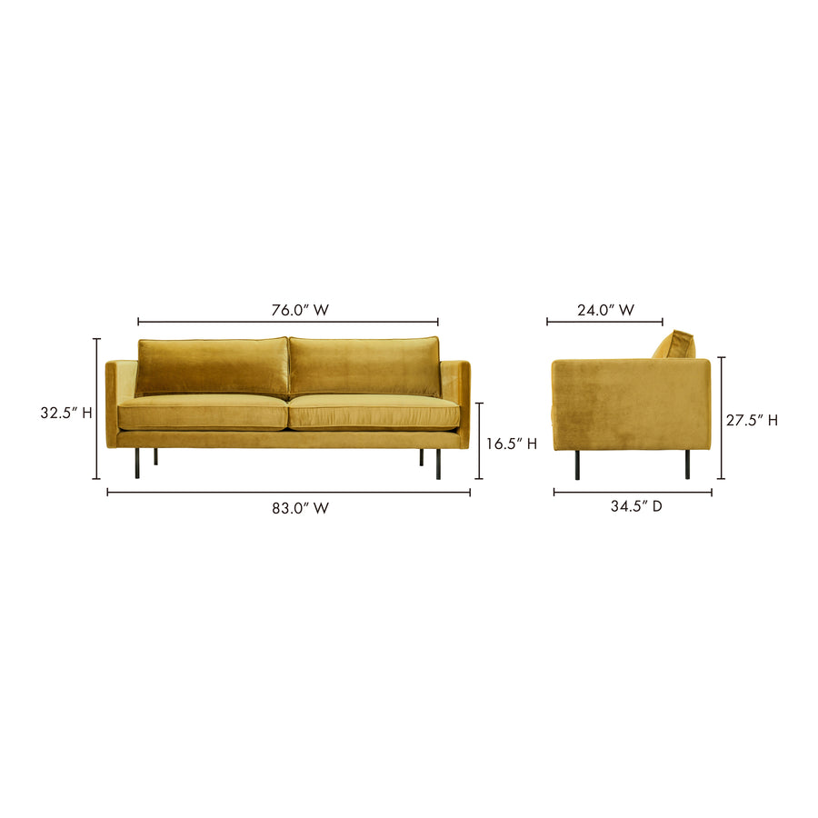 Moe's Home Raphael Sofa in Mustard Yellow (32.5' x 83' x 34.5') - WB-1002-09