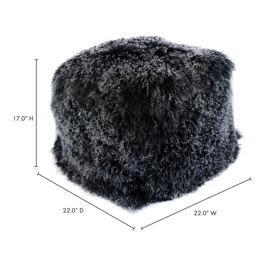 Moe's Home Lamb Ottoman in Black Snow (17' x 22' x 22') - XU-1009-02