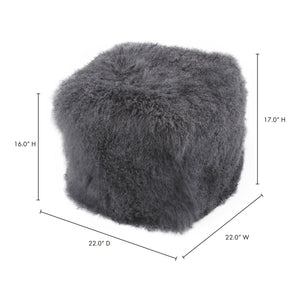 Moe's Home Lamb Ottoman in Smoke Grey (17' x 22' x 22') - XU-1009-07