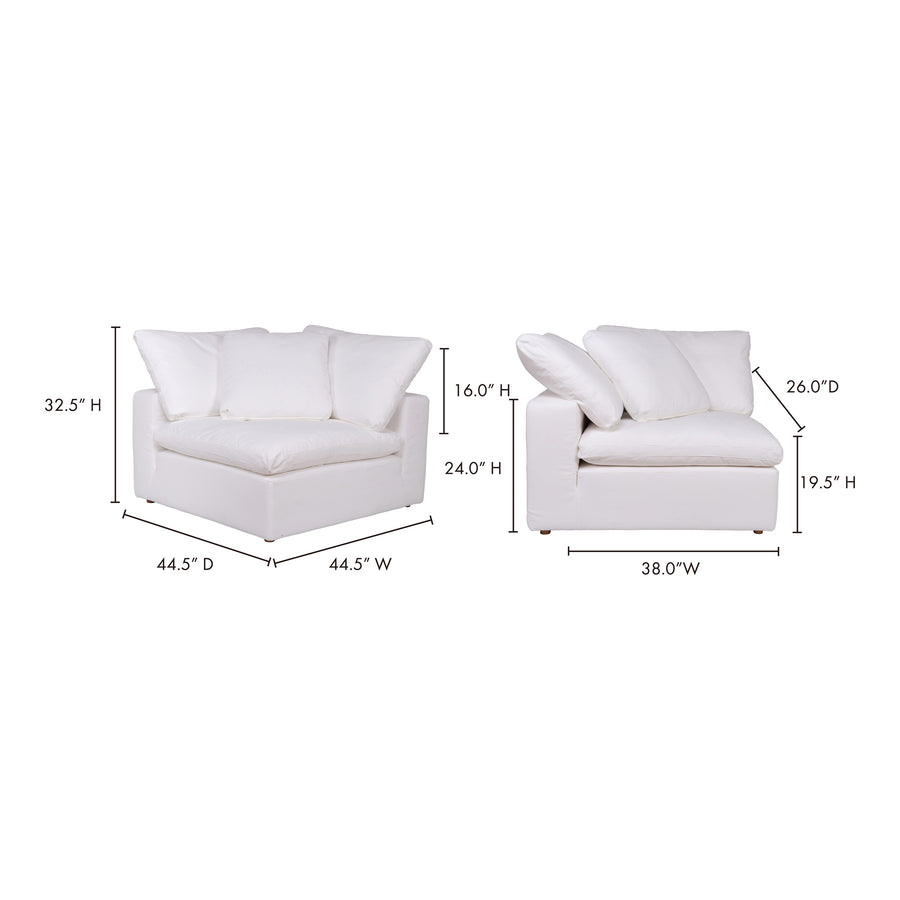 Moe's Home Clay Sectional in White (32.5' x 44.5' x 44.5') - YJ-1000-05