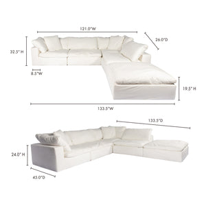 Moe's Home Clay Sectional in White (32.5' x 133.5' x 133.5') - YJ-1011-05