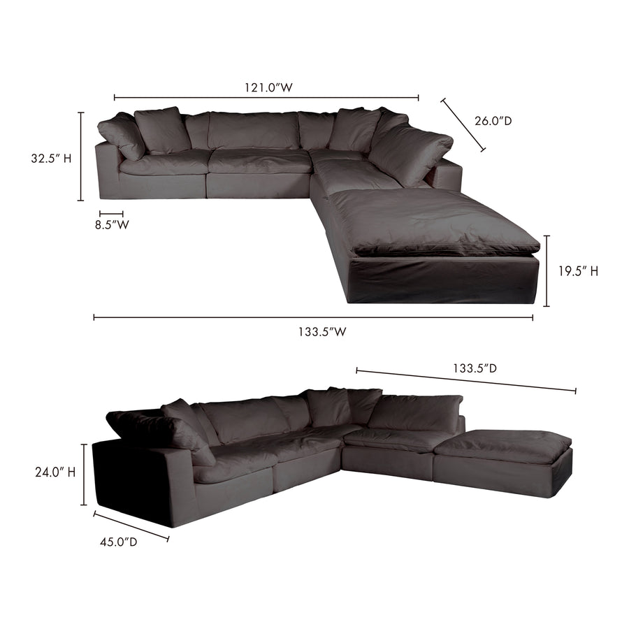 Moe's Home Clay Sectional in Light Grey (32.5' x 133.5' x 133.5') - YJ-1011-29