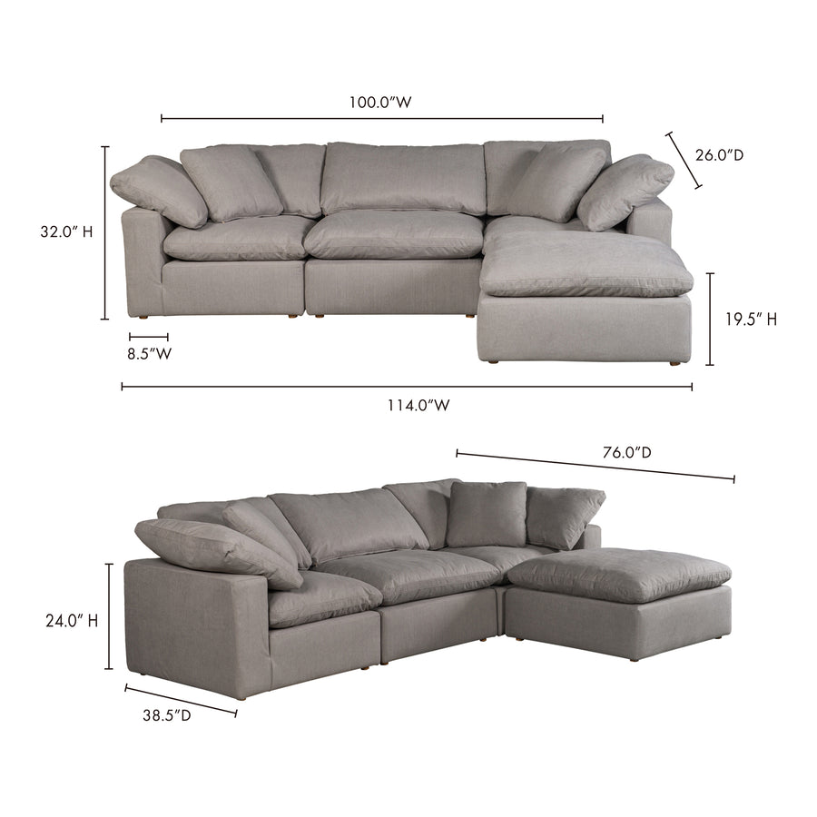 Moe's Home Terra Sectional in Light Grey (32' x 114' x 76') - YJ-1015-29