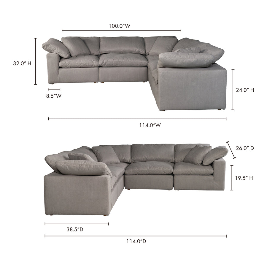 Moe's Home Terra Sectional in Light Grey (32' x 114' x 114') - YJ-1017-29