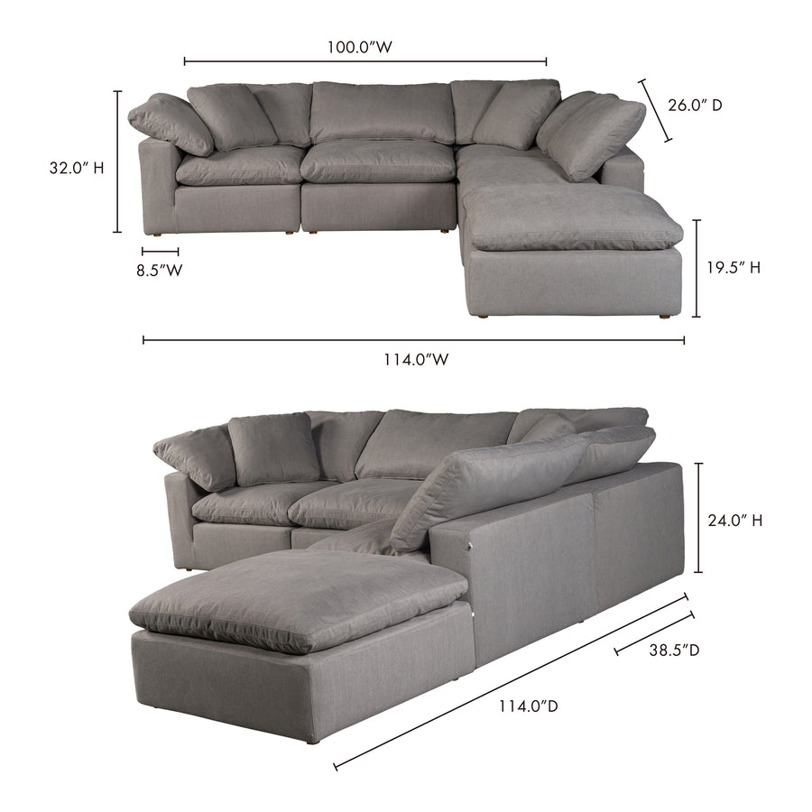 Moe's Home Terra Sectional in Light Grey (32' x 114' x 114') - YJ-1018-29