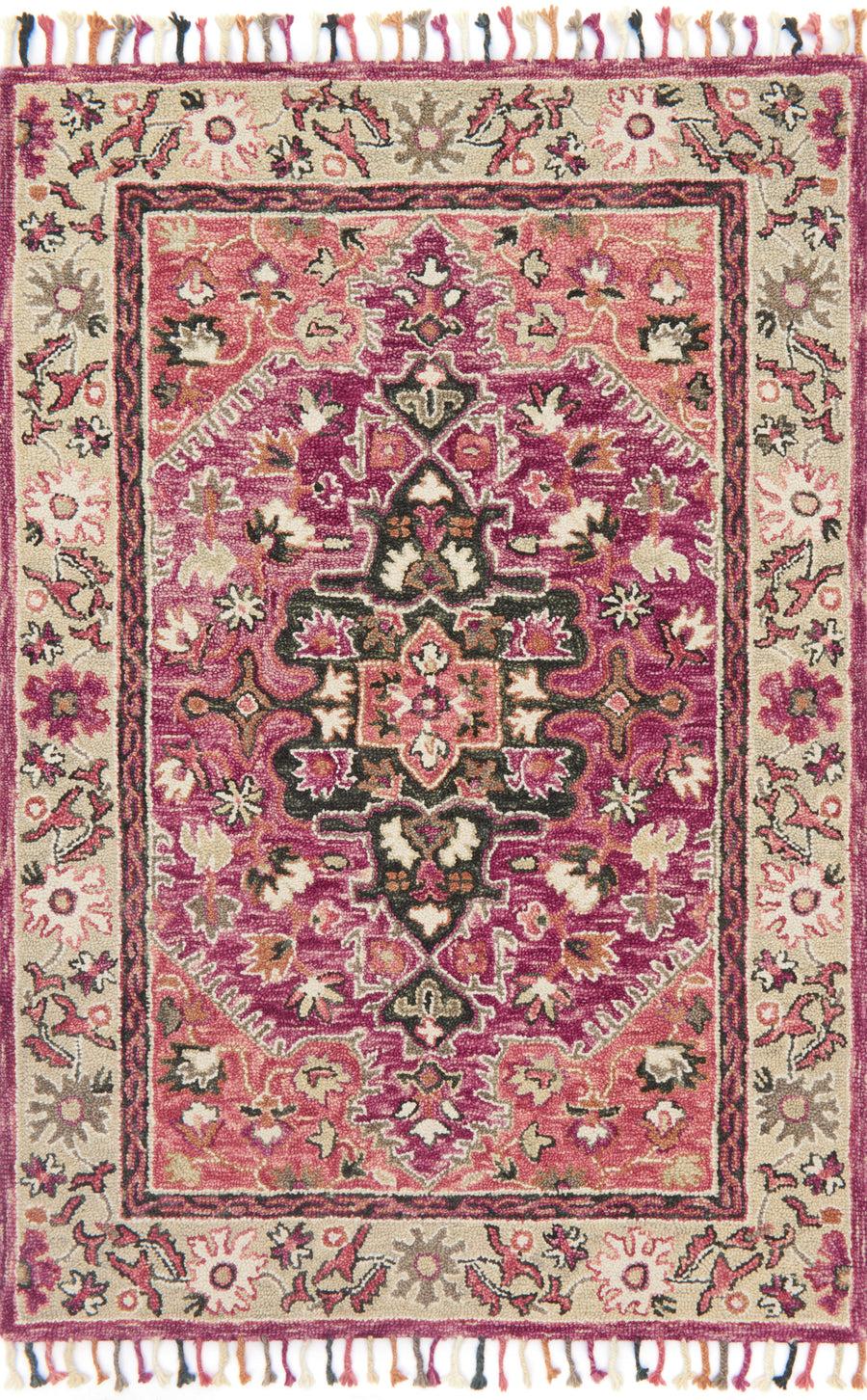 Zharah Rug in Raspberry & Taupe