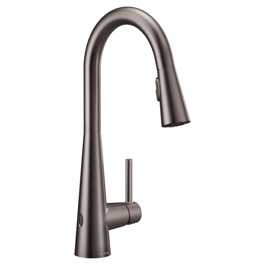 Sleek 15.56" 1.5 gpm 1 Lever Handle One or Three Hole Deck Mount Two Function Kitchen Faucet in Black Stainless