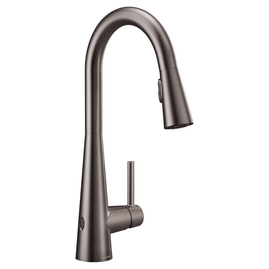 Sleek 15.56' 1.5 gpm 1 Lever Handle One or Three Hole Deck Mount Two Function Kitchen Faucet in Black Stainless