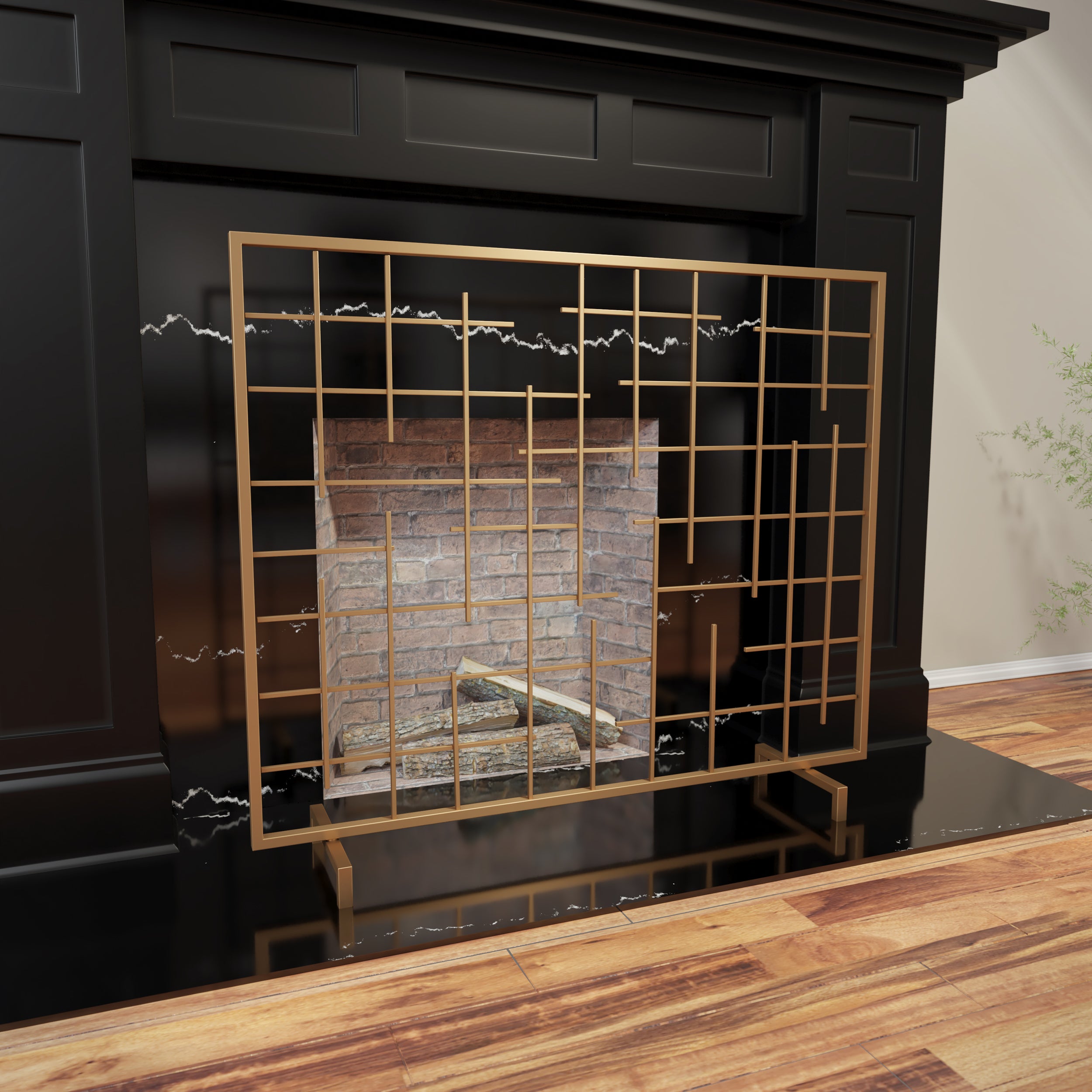 Glanlon Contemporary Fireplace Screen Vevano glanlon-contemporary-fireplace-screen-vevano