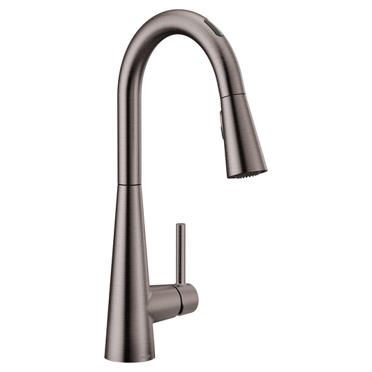 Sleek 15.56" 1.5 gpm 1 Lever Handle One or Three Hole Deck Mount Smart Kitchen Faucet in Black Stainless