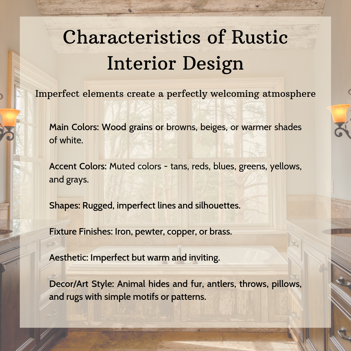 Rustic interior design characteristics