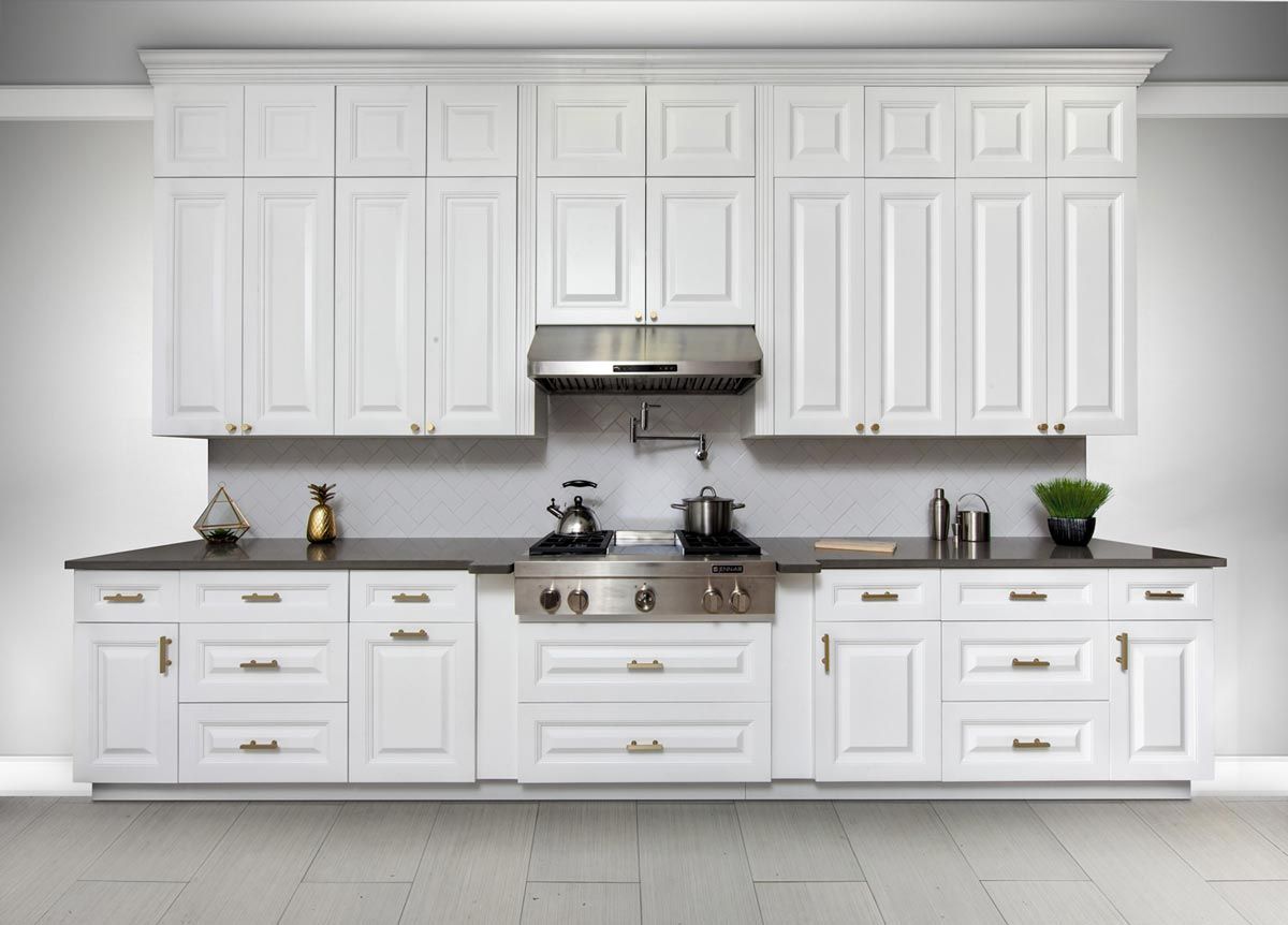 White classic kitchen cabinets
