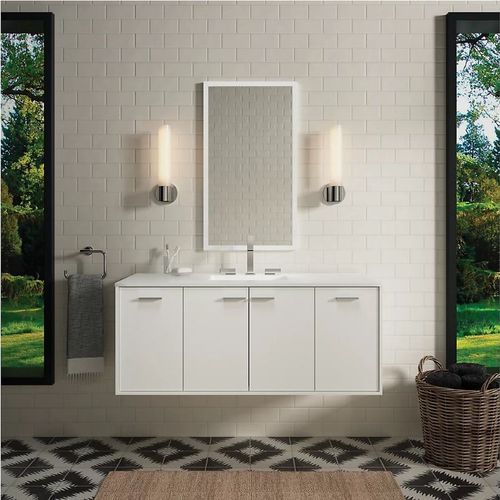 Jute Linen White Double Door Wall Mount Vanity