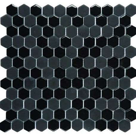 black hexagon tile bathroom mosaic