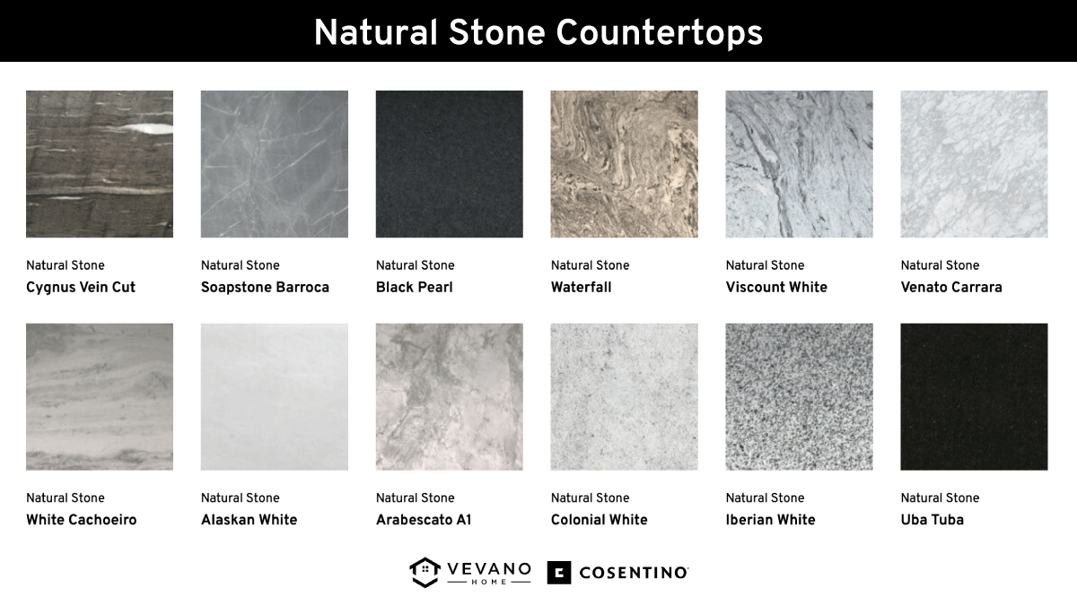 types of natural stone countertop colors