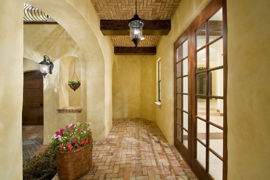 stone flooring in mediterranean interior style room