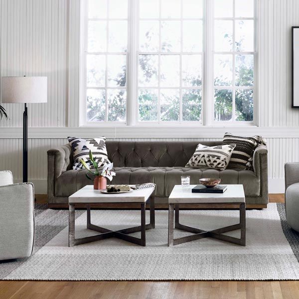 Four Hands Maxx sofa in rustic living room design